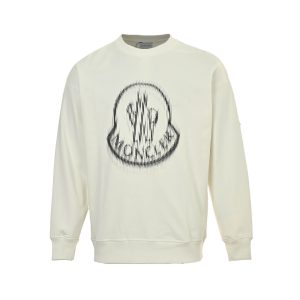 Moncler Blurred Logo  Crew Neck Sweatshirt- White