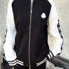 Moncler Embroidered Logo Zip-up Sweatshirt- Black