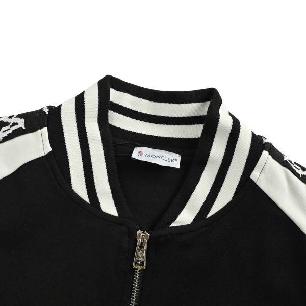 Moncler Embroidered Logo Zip-up Sweatshirt- Black