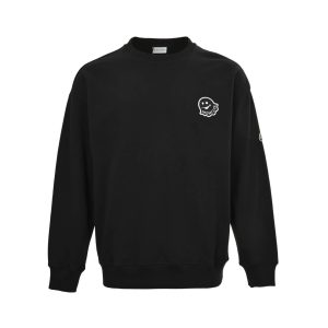 Moncler Logo Patch Crewneck Sweatshirt- Black