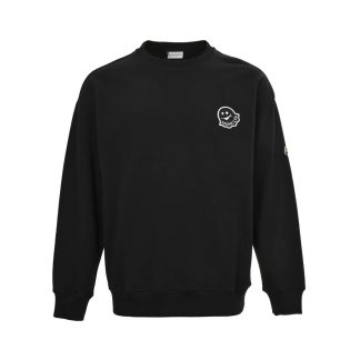 Moncler Logo Patch Crewneck Sweatshirt- Black