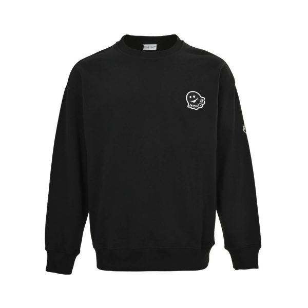 Moncler Logo Patch Crewneck Sweatshirt- Black