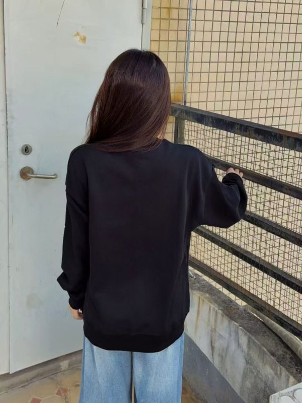 Moncler Logo Patch Crewneck Sweatshirt- Black