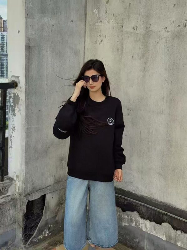 Moncler Logo Patch Crewneck Sweatshirt- Black