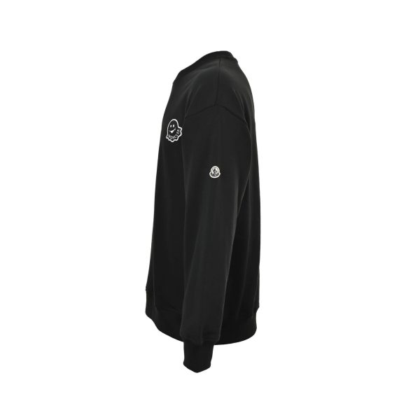 Moncler Logo Patch Crewneck Sweatshirt- Black