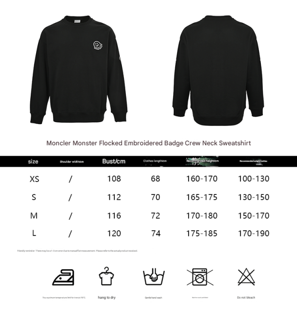 Moncler Logo Patch Crewneck Sweatshirt- Black