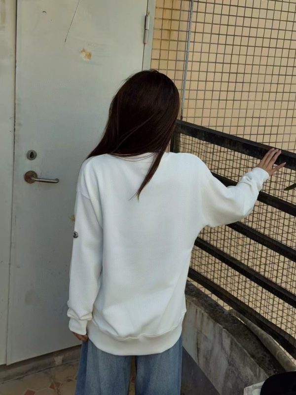 Moncler Logo Patch Crewneck Sweatshirt- Off-White (4) Moncler Logo Patch Crewneck Sweatshirt- Off-White