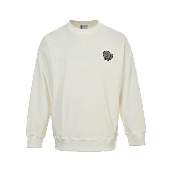 Moncler Logo Patch Crewneck Sweatshirt- Off-White (7) Moncler Logo Patch Crewneck Sweatshirt- Off-White