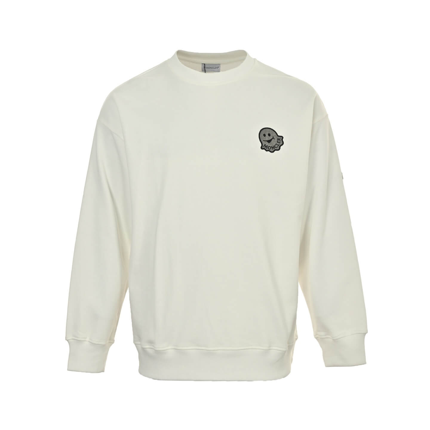 Moncler Logo Patch Crewneck Sweatshirt- Off-White 1 Moncler Logo Patch Crewneck Sweatshirt- Off-White