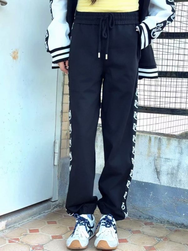 Moncler Logo Trim Drawstring Track Pants- Black