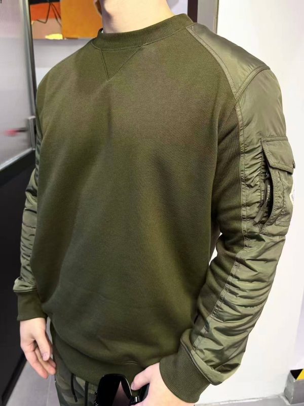 Moncler Panelled Cotton Sweatshirt- Olive Green