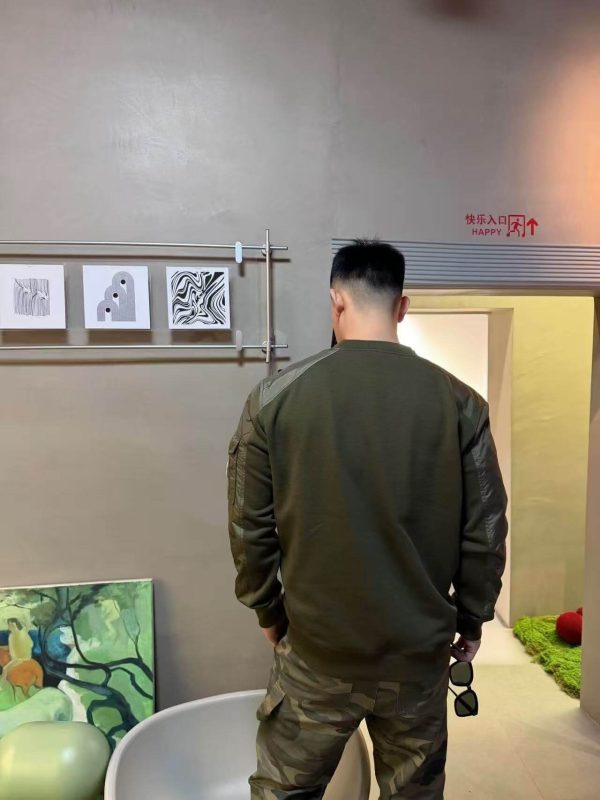 Moncler Panelled Cotton Sweatshirt- Olive Green