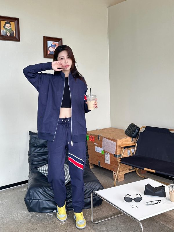 Moncler Side Logo Patch Jogging Trousers- Navy Blue