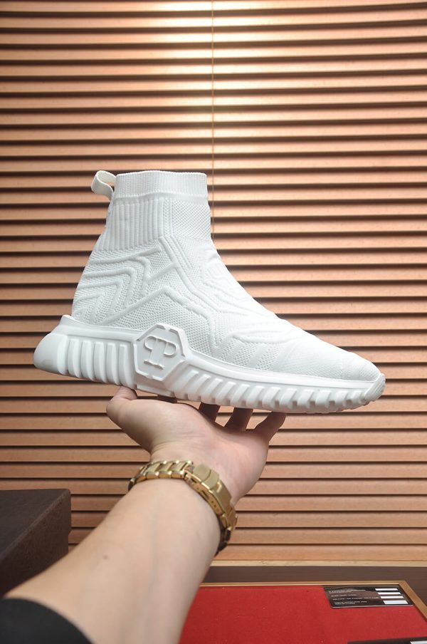 _Philipp Plein Supersonic White knit sock sneakers. (1) Philipp Plein Supersonic White knit sock sneakers.