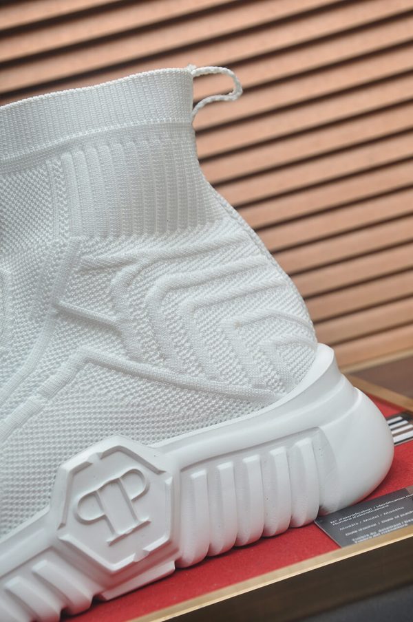 _Philipp Plein Supersonic White knit sock sneakers. (2) Philipp Plein Supersonic White knit sock sneakers.