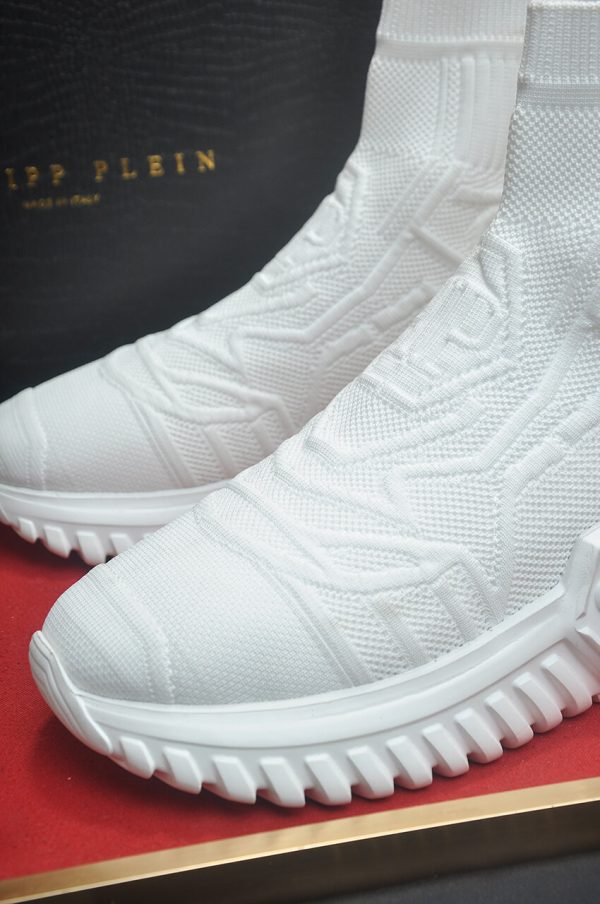 _Philipp Plein Supersonic White knit sock sneakers. (3) Philipp Plein Supersonic White knit sock sneakers.