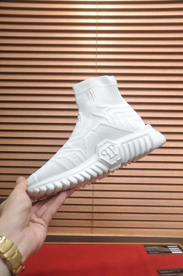 _Philipp Plein Supersonic White knit sock sneakers. (6) Philipp Plein Supersonic White knit sock sneakers.