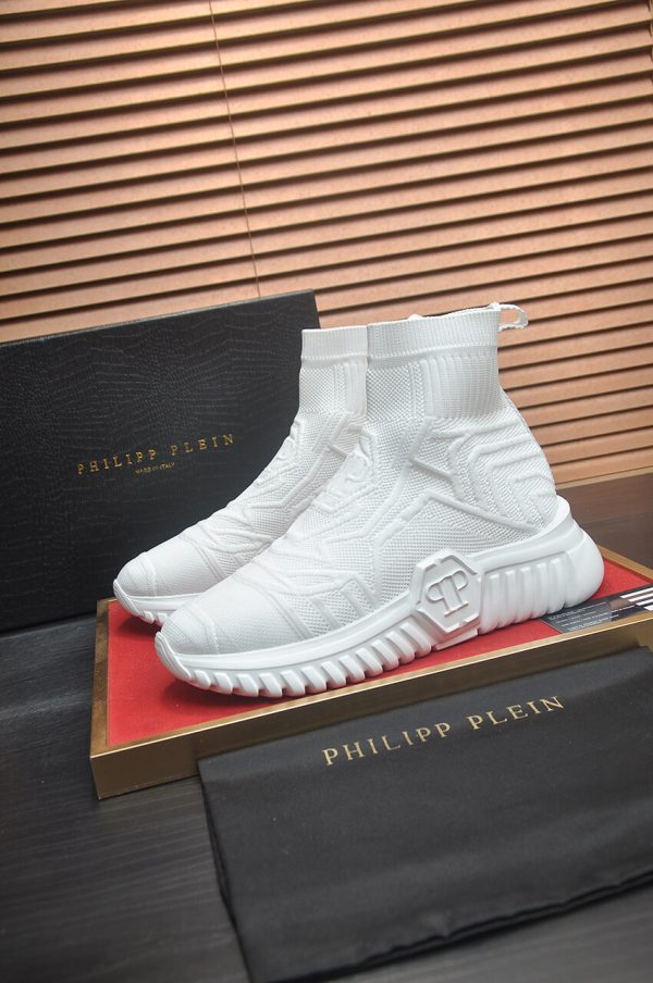 _Philipp Plein Supersonic White knit sock sneakers. (7) Philipp Plein Supersonic White knit sock sneakers.