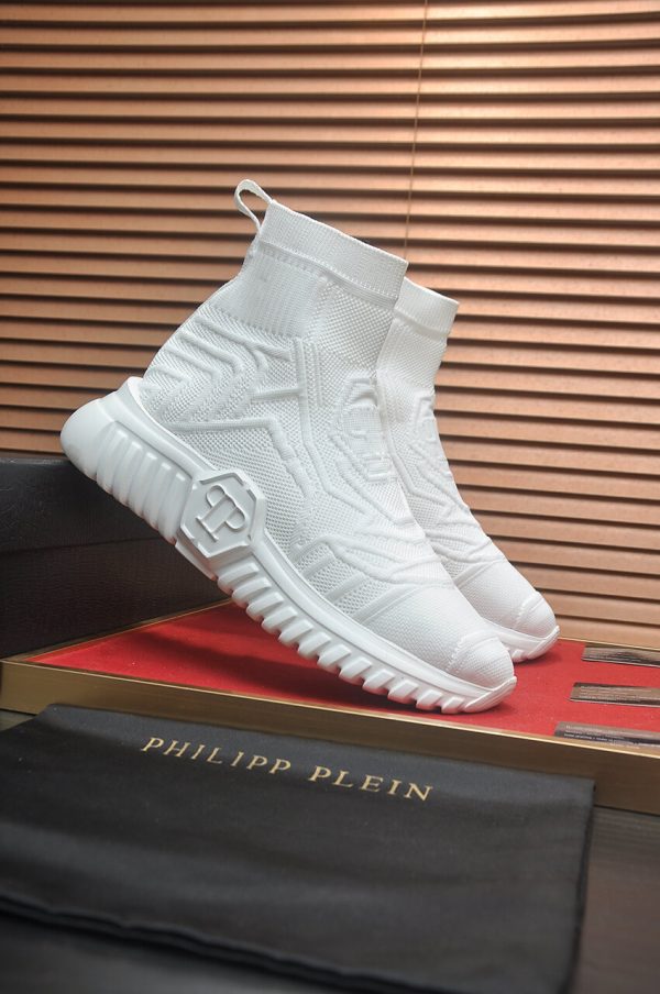 _Philipp Plein Supersonic White knit sock sneakers. (8) Philipp Plein Supersonic White knit sock sneakers.