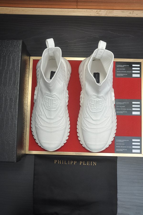 _Philipp Plein Supersonic White knit sock sneakers. (9) Philipp Plein Supersonic White knit sock sneakers.