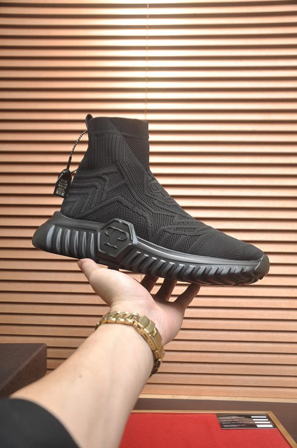 Philipp Plein Supersonic black knit sock sneakers.
