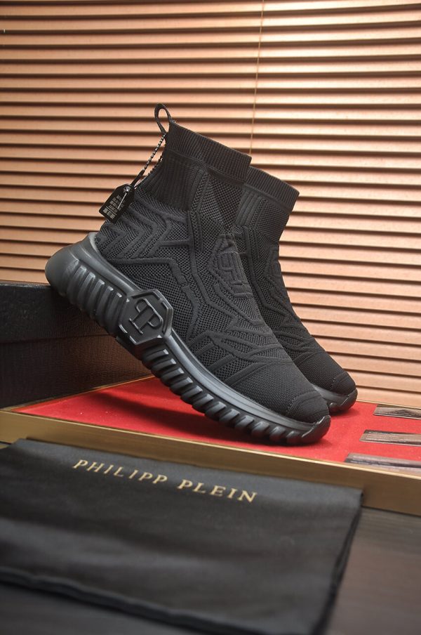 Philipp Plein Supersonic black knit sock sneakers.
