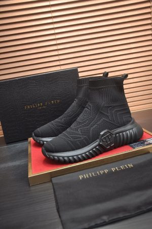_Philipp Plein Supersonic black knit sock sneakers. (5) Philipp Plein Supersonic black knit sock sneakers.