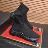 Philipp Plein Supersonic black knit sock sneakers.