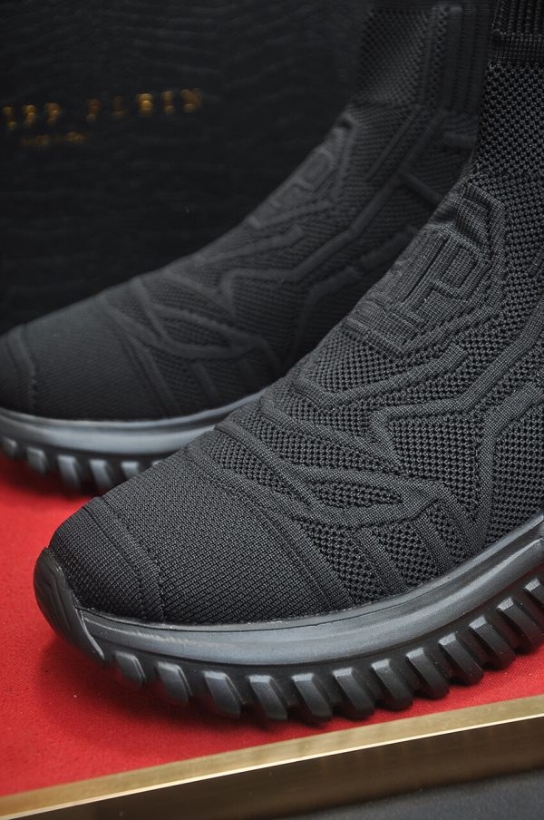 Philipp Plein Supersonic Sneaker Black Knit Sock