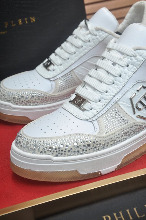 Philipp Plein crystal-embellished low-top leather sneakers