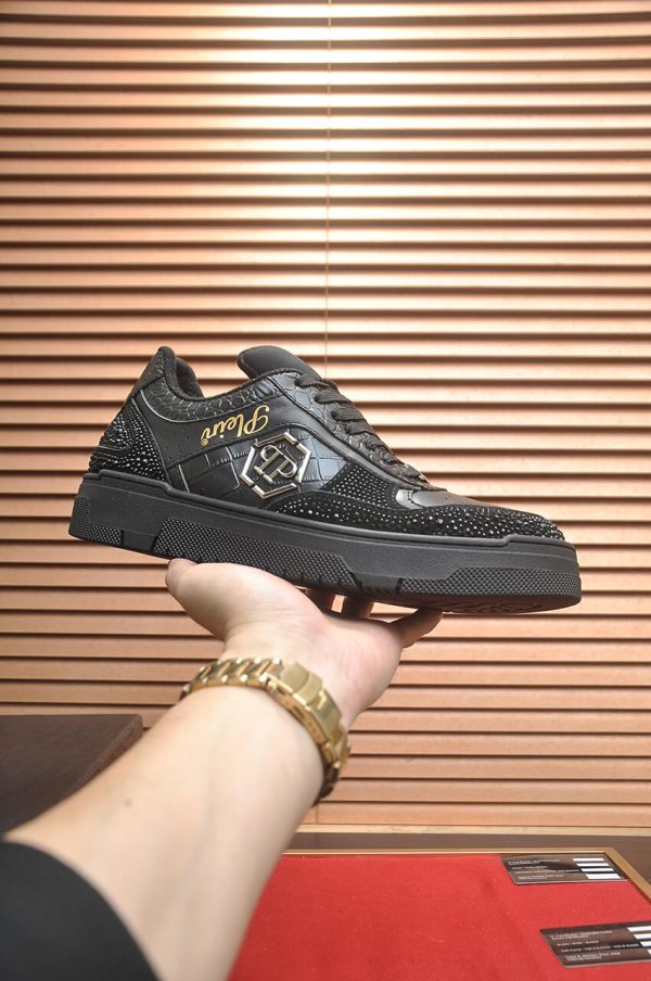 Philipp Plein crystal-embellished low-top leather sneakers