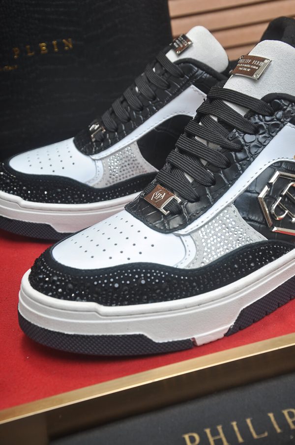 Philipp Plein crystal-embellished low-top leather sneakers