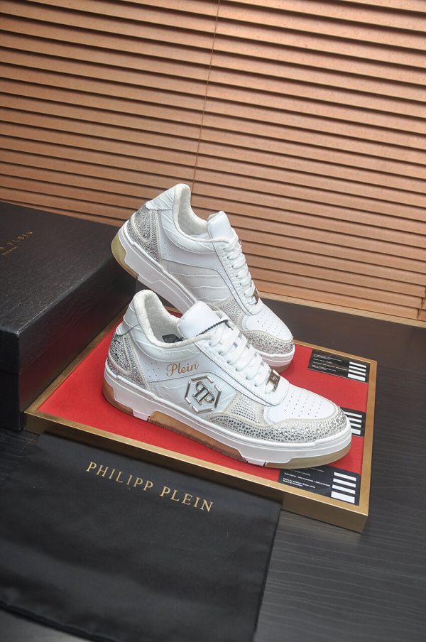 Philipp Plein crystal-embellished low-top leather sneakers