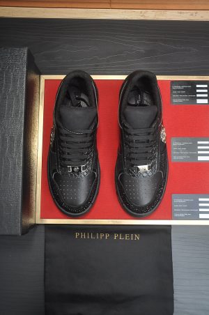 Philipp Plein crystal-embellished low-top leather sneakers