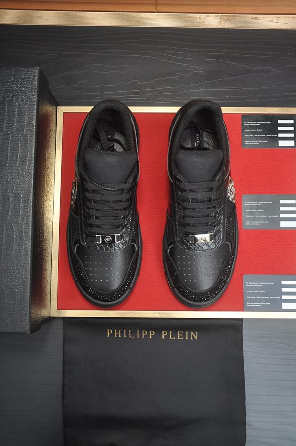 Philipp Plein crystal-embellished low-top leather sneakers