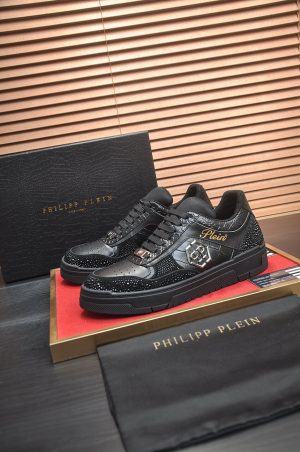 Philipp Plein crystal-embellished low-top leather sneakers