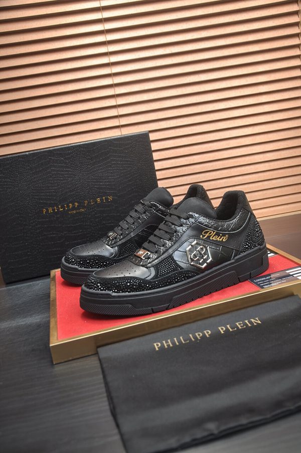 Philipp Plein crystal-embellished low-top leather sneakers