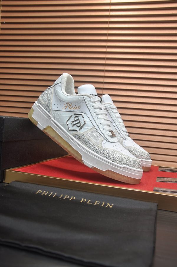 Philipp Plein crystal-embellished low-top leather sneakers