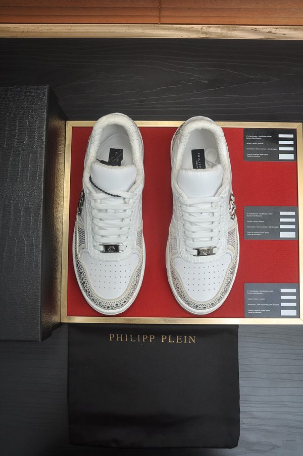 Philipp Plein crystal-embellished low-top leather sneakers