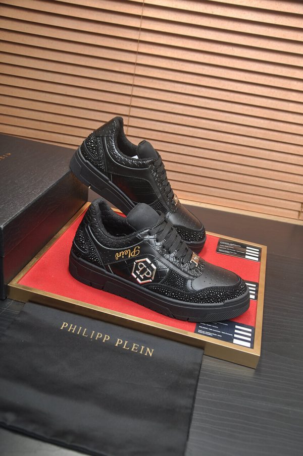 Philipp Plein crystal-embellished low-top leather sneakers