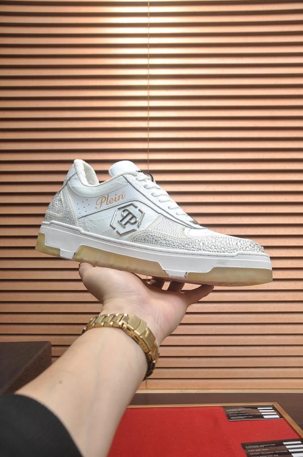 Philipp Plein crystal-embellished low-top leather sneakers