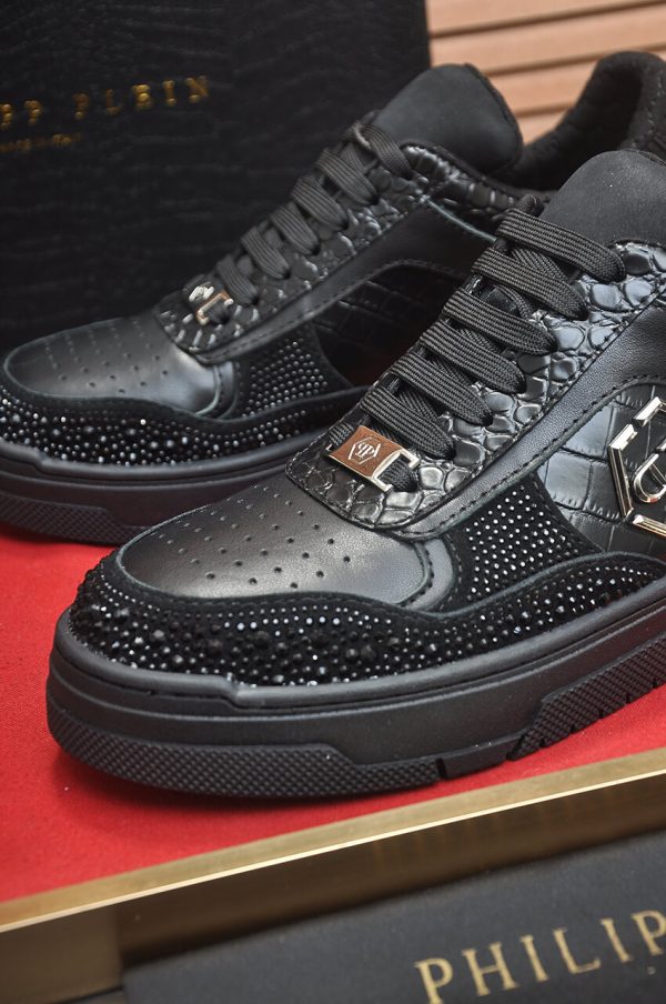 Philipp Plein crystal-embellished low-top leather sneakers