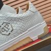Philipp Plein white real python leather lo-top sneakers.