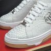 Philipp Plein white real python leather lo-top sneakers.