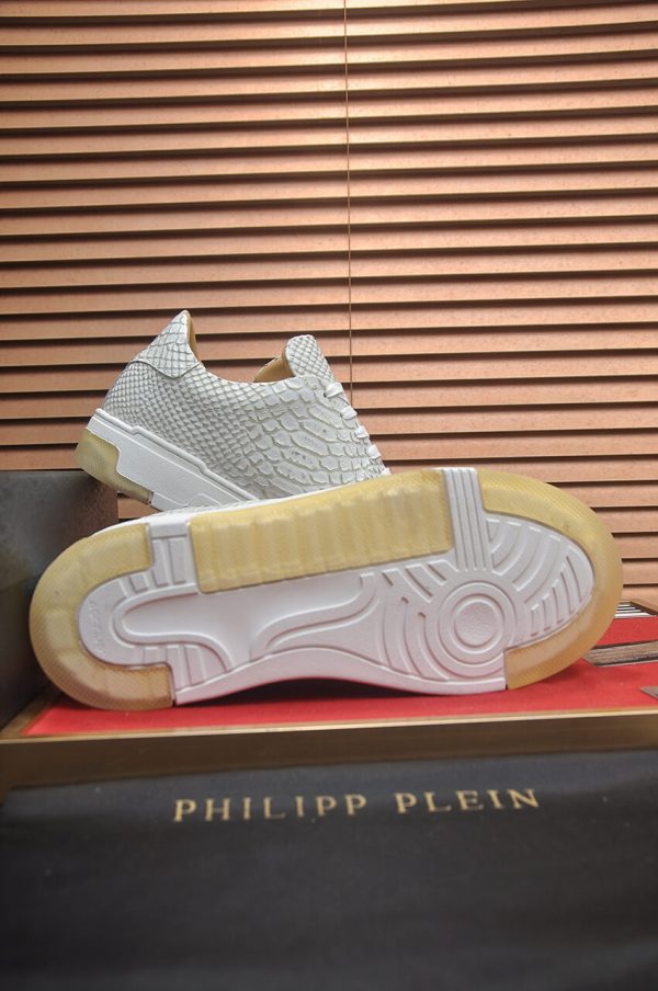Philipp Plein white real python leather lo-top sneakers.