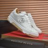 Philipp Plein white real python leather lo-top sneakers.