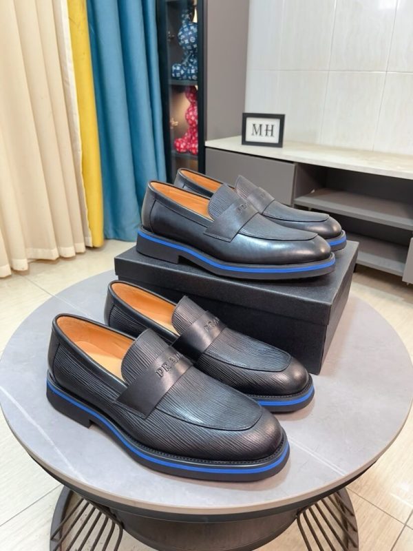 Prada Men's black leather loafers