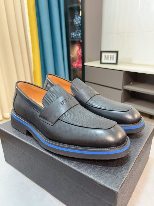 Prada Men's black leather loafers