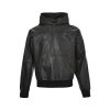 Prada Nappa Leather Raglan Hooded Leather Jacket- Black