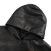 Prada Nappa Leather Raglan Hooded Leather Jacket- Black